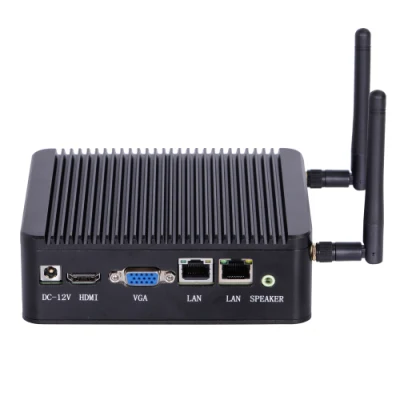 Elsky Mini PC Linux DC 12V Fonte de alimentação Fanless J1900 Quad Core 2.0GHz Nano PC com 4 USB e 1COM/RS232 (opção J1800) Pocket PC