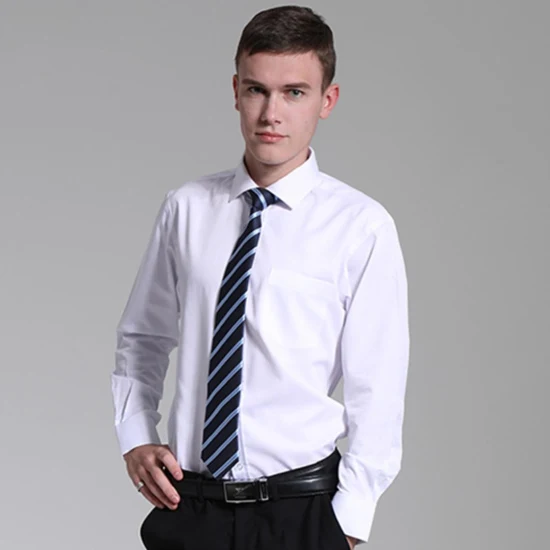 Manga longa com bolsos casual lapela solta roupa de trabalho formal equipe uniforme branco puro cor lisa camisa masculina