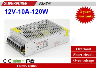 Fonte de alimentação comutada de monitoramento de segurança 12V 10A 120W